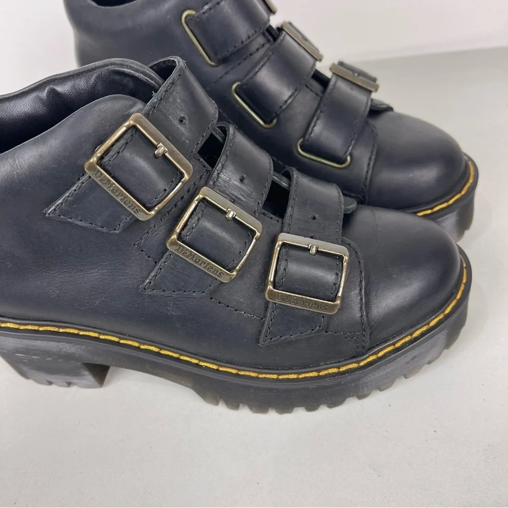 Dr. Martens Coppola Platform Ankle Boots Buckle Black Women's Size 5 Whimsigoth